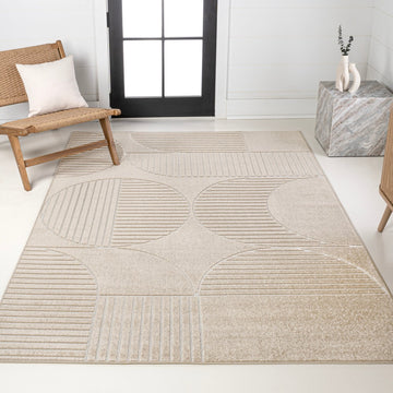 Nordby Geometric Arch Scandi Striped Area Rug